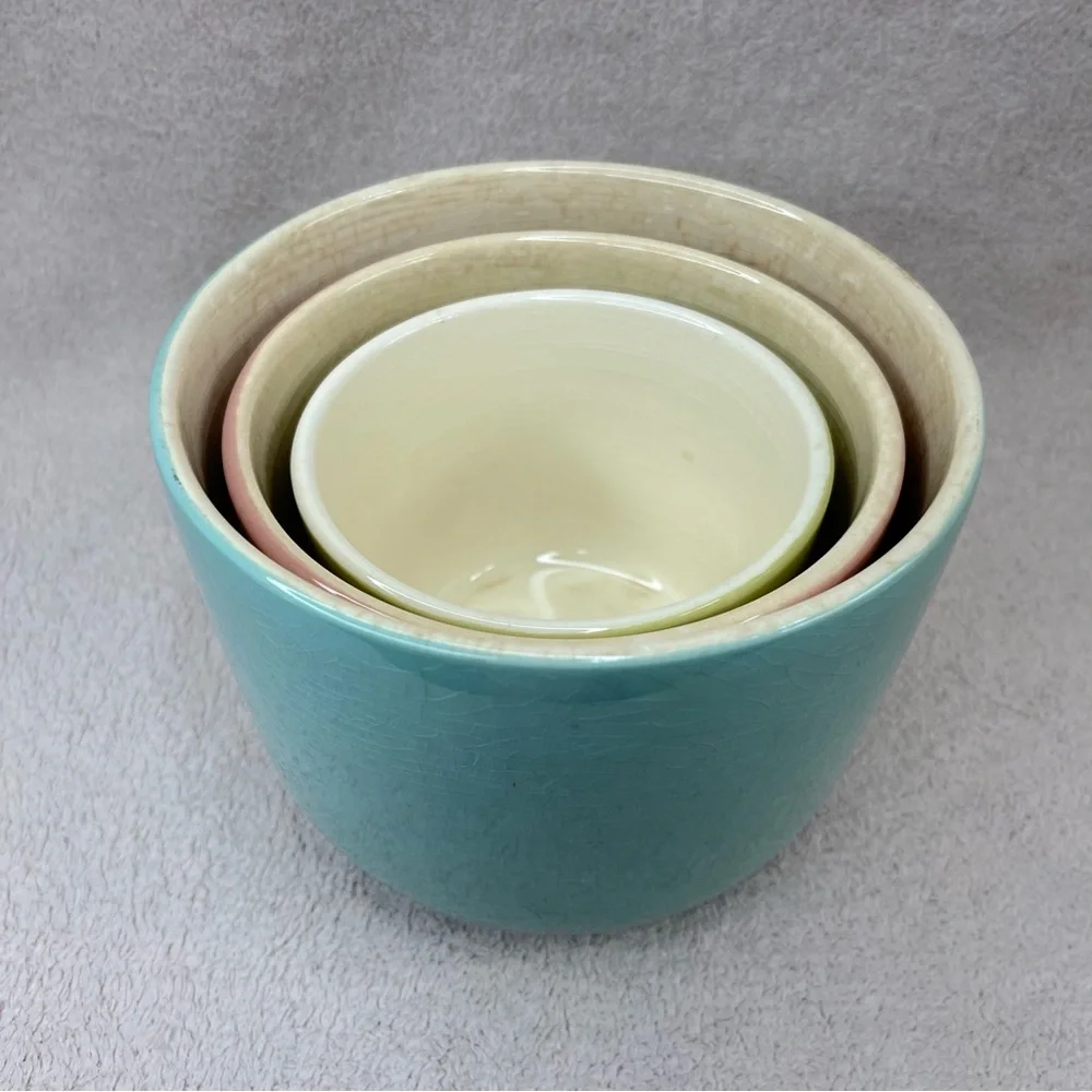 Vintage Harmony House Nesting Oven Proof Bowls w/Lids Green/Blue/Pink Collection - Picture 4 of 10